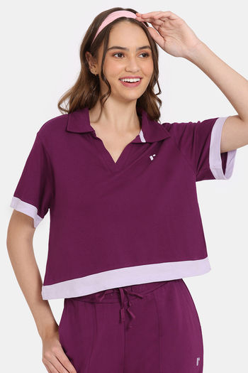 Buy Rosaline Crop Length Loungewear Top - Plum Caspia